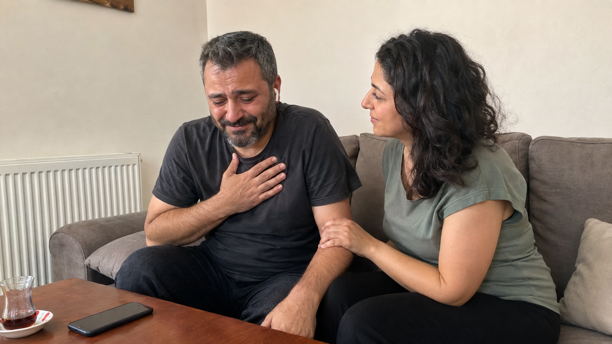 Kendisi için hazırlanan şarkıyı dinlerken duygulanan eş